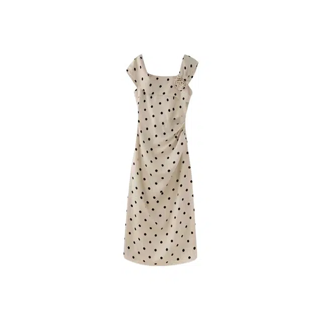 怪力萝莉 波点法式赫本风时尚短袖连衣裙 女款 杏色