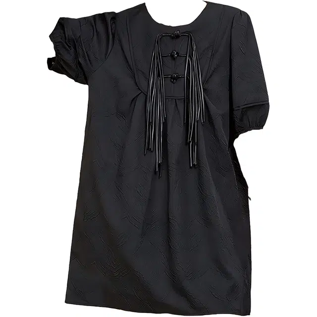 木果果木 新中式盘扣国风小个子短袖连衣裙 女款 黑色