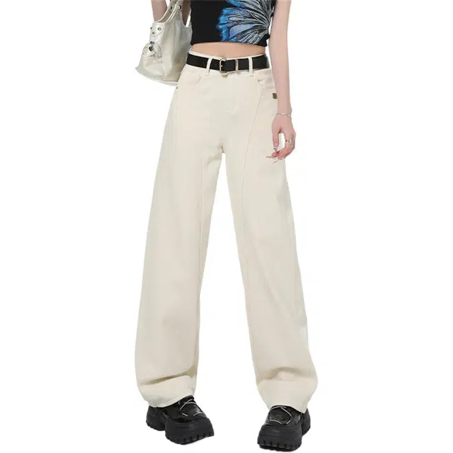 莫代尔 镰刀裁剪阔腿神裤 宽松现货显高阔腿裤长裤牛仔裤 女款