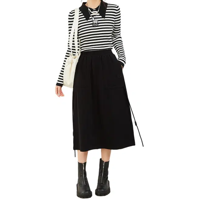 木果果木 温柔气质高腰针织长裙 女款