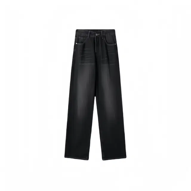 木清清 复古高腰宽松阔腿长裤牛仔裤 女款 黑灰色