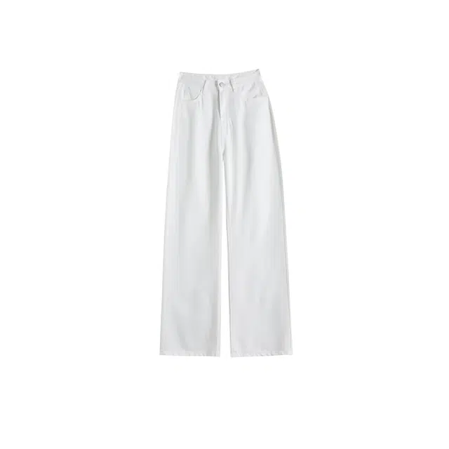 玫丝朵 美式纯色百搭直筒宽松垂感牛仔裤 女款 白色