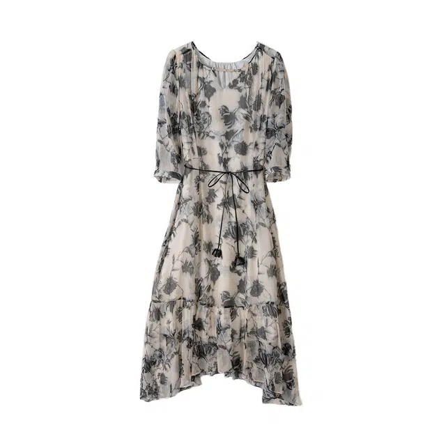 着西 休闲百搭简约短袖连衣裙 女款 花色