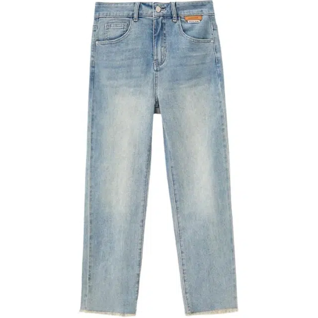 三福 直筒简约通勤牛仔裤 女款 浅蓝色