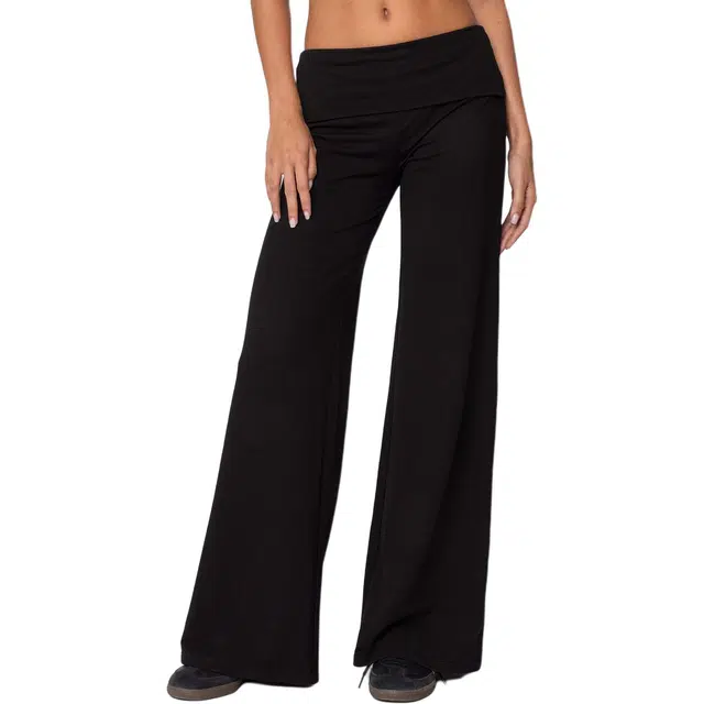 edikted Wide Leg Fold Over Pants
