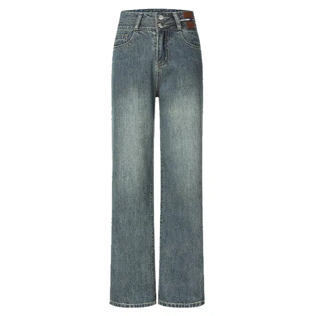淑好百 阔腿女高腰直筒宽松裤小个子垂感窄版拖地牛仔裤 女款