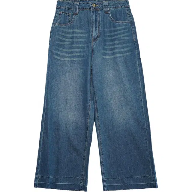 木果果木 宽松简约百搭九分直筒牛仔裤 女款 牛仔蓝