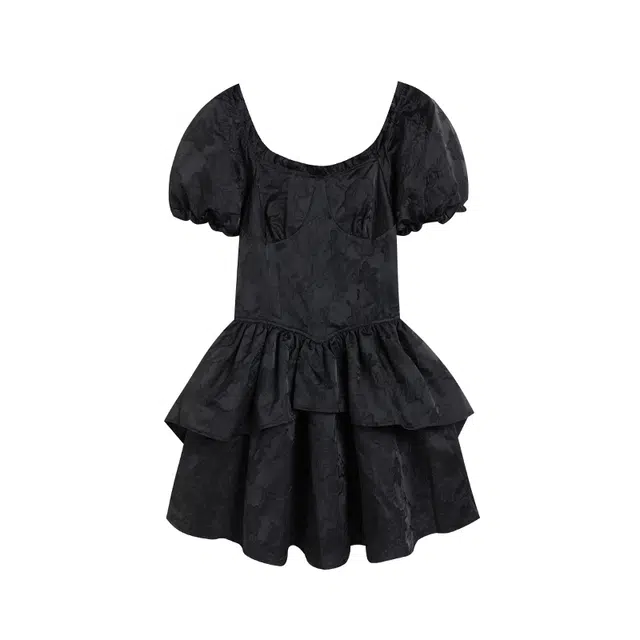 冰淇淋与鲸 细腻柔和舒适亲肤短袖连衣裙 黑色