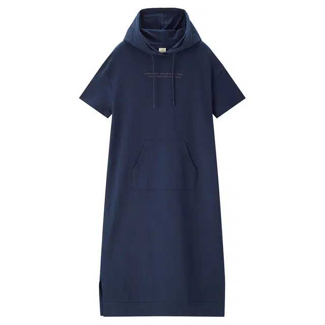 佐丹奴 针织字母印花连帽卫衣短袖连衣裙 女款