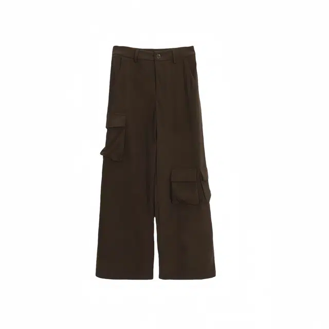 木清清 美式高腰休闲宽松工装裤 女款 咖色