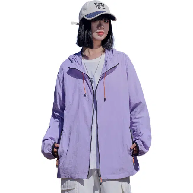 黑恐龙 潮牌百搭轻薄简约出行户外运动休闲舒适时尚透气连帽防晒服 男女同款