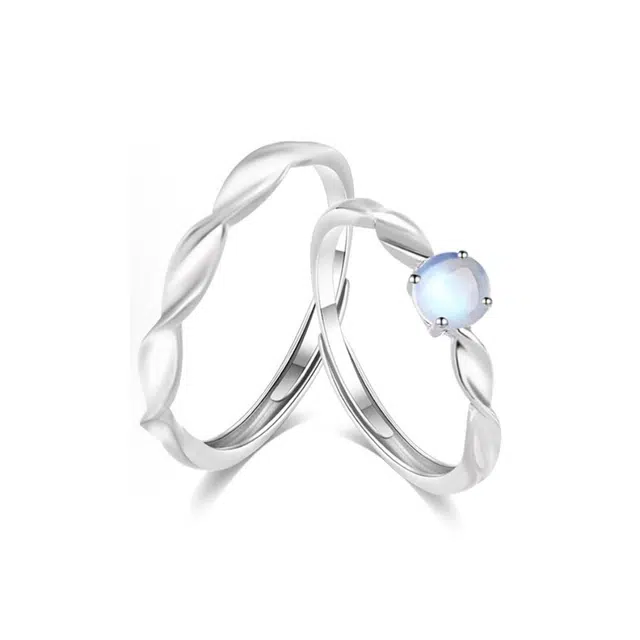 琉堇 【大钻】莫比乌斯系列 共赴爱河对戒 共度爱河无限爱开口戒可调节 恋爱礼盒款#好运 玻璃猫眼 可调节戒指 男女同款情侣款