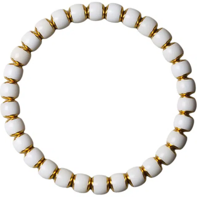 得笙陌 手工镶嵌干磨归圆创意转运珠好运连连 白玉菩提 手串 男女同款情侣款