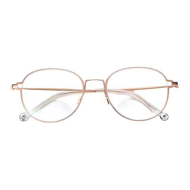 远近两用 夕阳红 双光高清 不锈钢 椭圆形 功能性眼镜 女款 玫瑰金
