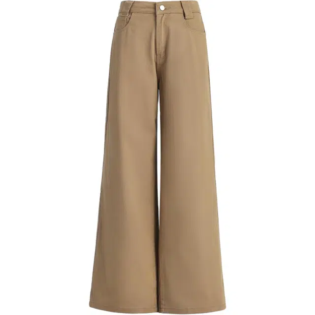 玫丝朵 小众高级感纯色简约宽松阔腿中腰拖地牛仔裤 女款