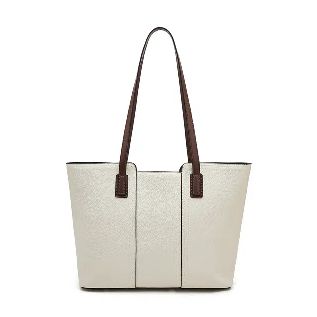 老人头 简约通勤休闲百搭上班上课 牛皮 托特包单肩包 常规 女款 奶昔白/大象灰/卡其色/黑色