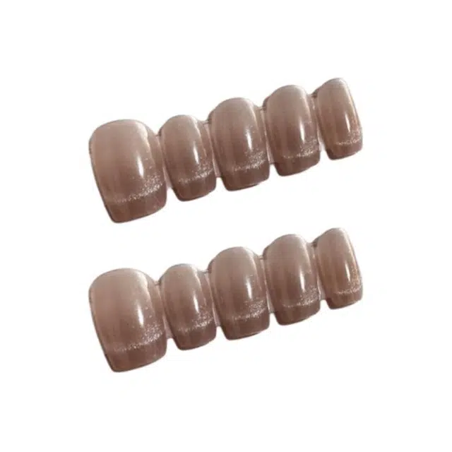 计轩 纯手工月牙法式  穿戴甲 短方圆短款裸色渐变 爆闪