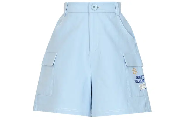 森女部落 原创海盐气泡蓝休闲裤短裤纯棉纱卡裤子 夏季 女款