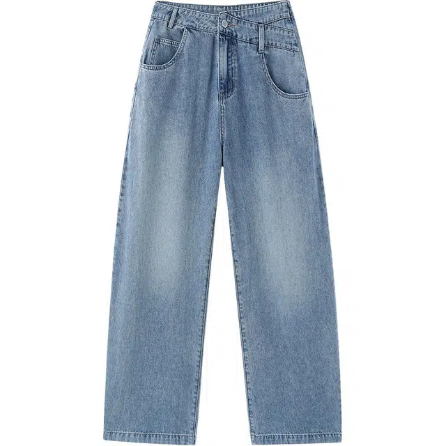 【dme】 中腰休闲宽松直筒牛仔裤 女款 浅牛仔蓝