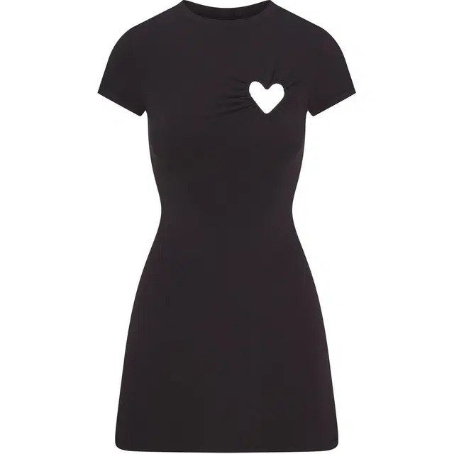 SKIMS SS25 Cotton Jersey Heart Mini Dress Soot