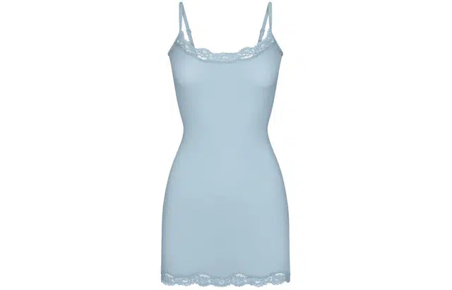 SKIMS FITS EVERYBODY LACE SLIP DRESS DENIM