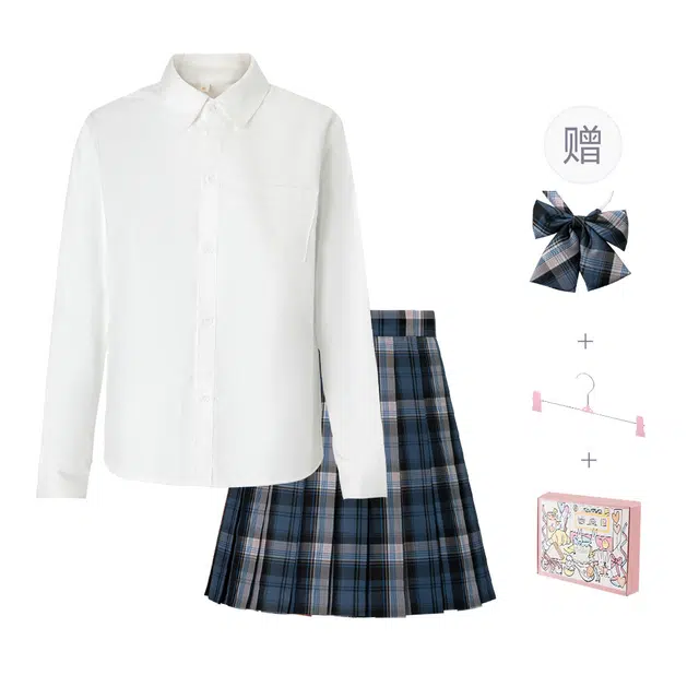 日暮星河 时尚舒适宽松长袖卫衣格子短裙休闲套装 女款