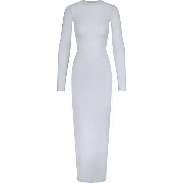 SKIMS SHEER MODAL LONG SLEEVE LONG DRESS PEARL