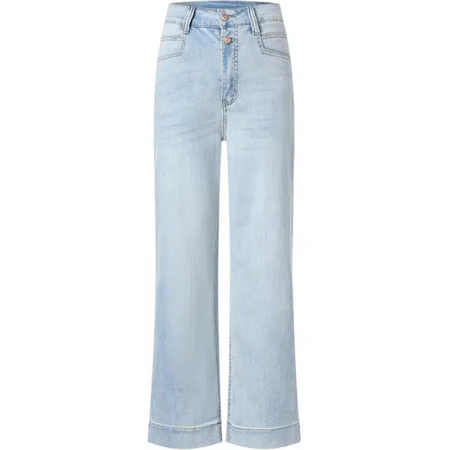 沐晓欣 韩系气质高腰弹力直筒夏季款小个子时尚显瘦九分裤女牛仔裤 女款 蓝色