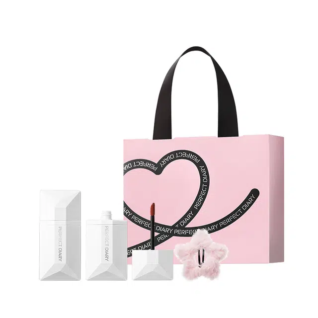 完美日记 薄透雾感茶萃波光名片小白管便携装唇妆礼盒口红礼春季珠光不沾杯不卡纹唇釉 镜面 亮泽持久易上色显白服帖气色清透玻璃唇 两支装