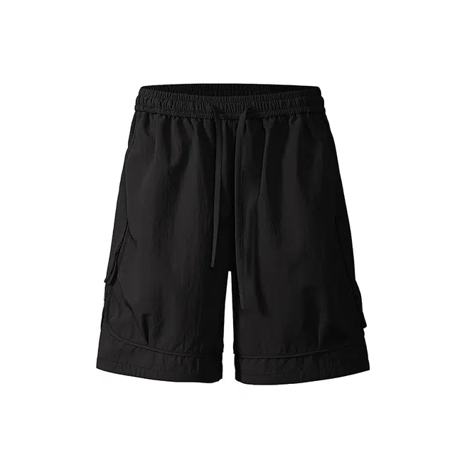 欧路得 美式户外速干拉链运动薄款宽松设计感直筒百搭休闲短裤 男女同款