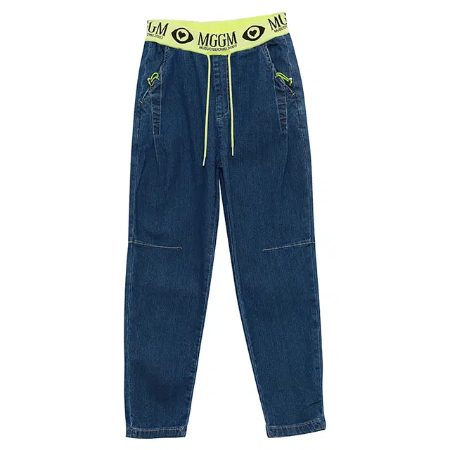 木果果木 复古街头时尚休闲哈伦牛仔裤 女款 深牛仔蓝