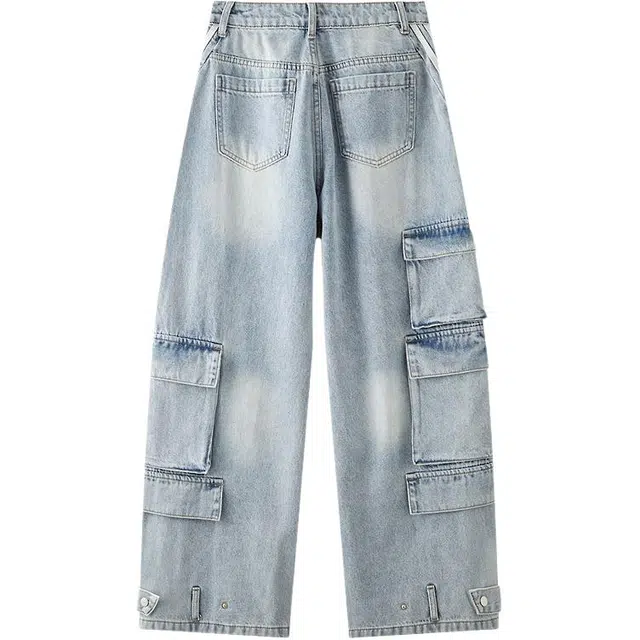 三福 宽松舒适百搭牛仔裤 女款 牛仔浅蓝