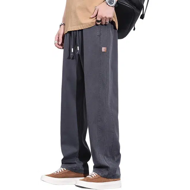 顶峰保罗 冰丝薄款速干纯色垂坠感阔腿拖地裤显高显瘦美式潮牌宽松百搭凉感透气休闲裤 男女同款