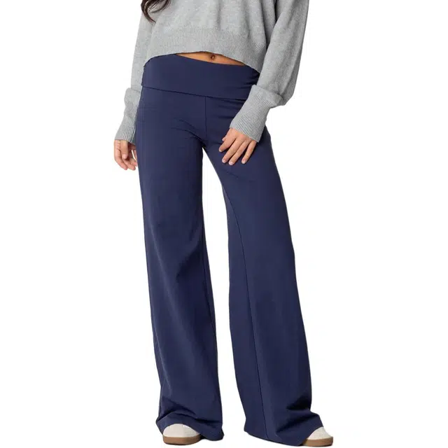 edikted Wide Leg Fold Over Pants