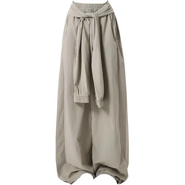 哒头下雨不愁 国潮复古纯色设计垂感休闲裤 女款