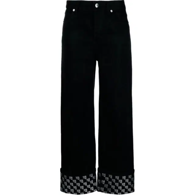 alexander wang Crystal Hotfix Cuff Straight Jean In Denim