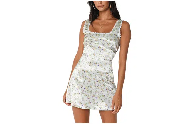 PRINCESS POLLY BERLIN SATIN MINI DRESS WHITE WHITE