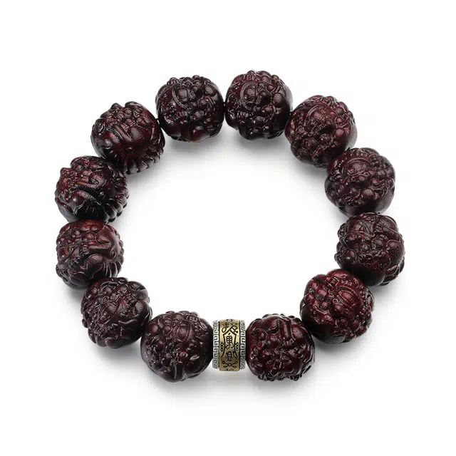 【八方来财男 友财来】 喜宝春花 吞金兽貔貅财运亨通父亲国风新中式百搭小众复古国潮六字真言转运珠好运 紫檀属 手串 男女同款情侣款