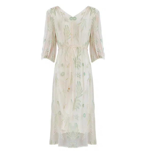 水墨佳人 舒适百搭修身舒适柔软亲肤短袖连衣裙 女款