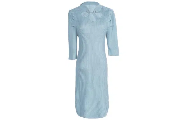 四美子 国风优雅名媛修身针织羊毛连衣裙 月淼