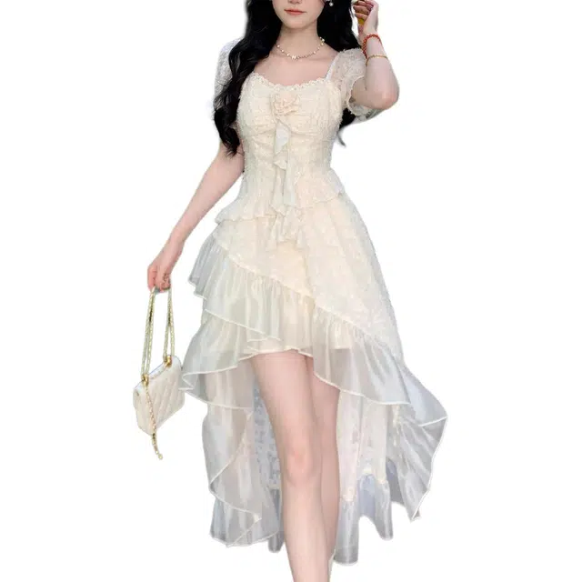 怪力萝莉 气质舒适时尚短袖连衣裙 女款 杏色