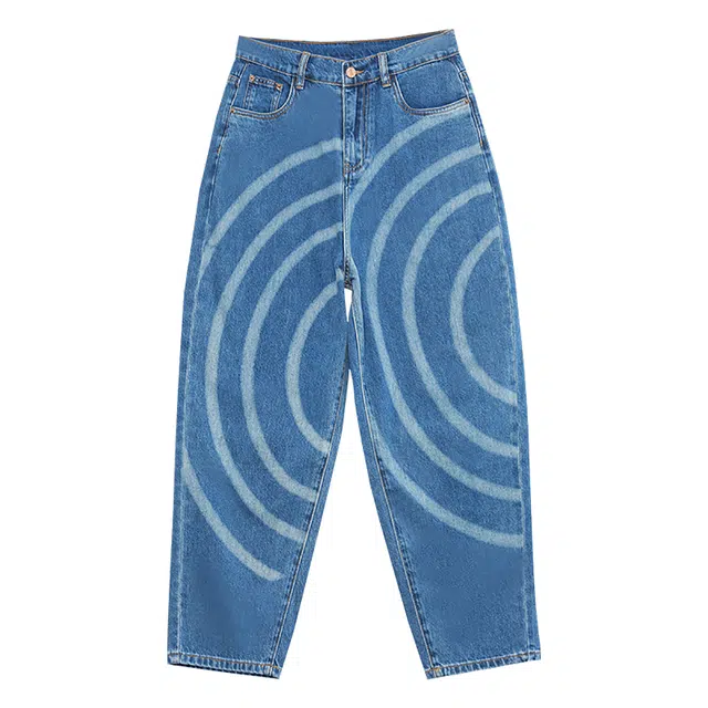 木果果木 宽松设计感街头牛仔裤 女款 牛仔蓝