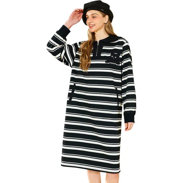 木果果木 休闲复古学院风长袖连衣裙 女款