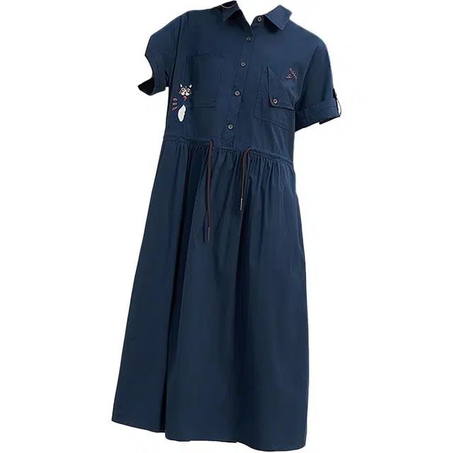 木果果木 机能甜妹潮流风宽松中长款短袖连衣裙 女款