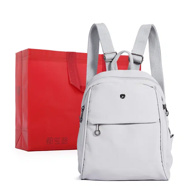 都宝路 日常通勤百搭精致韩版高颜值 织物 双肩包 中号 女款 黑色/浅驼/灰色