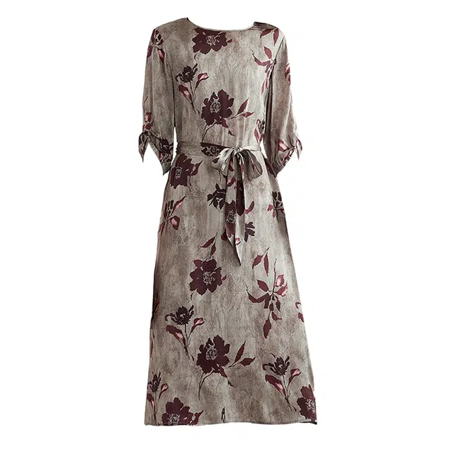 水墨佳人 时尚百搭舒适短袖连衣裙 女款 干枯玫瑰