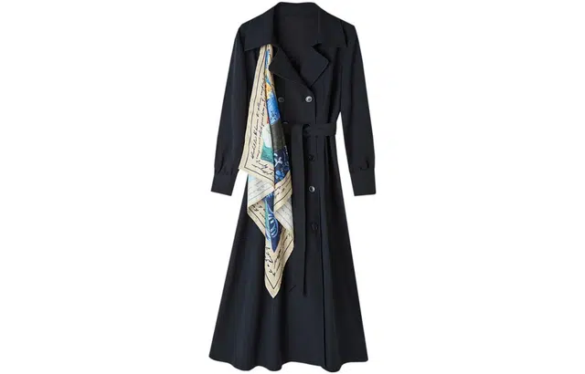 【dme】 印花翻领长袖连衣裙 藏青