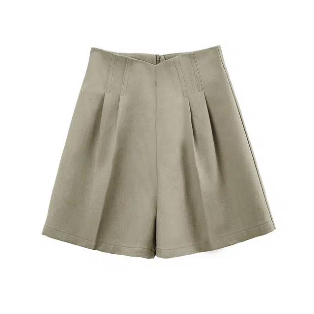 苏醒的乐园 纯色简约高腰直筒休闲短裤 女款