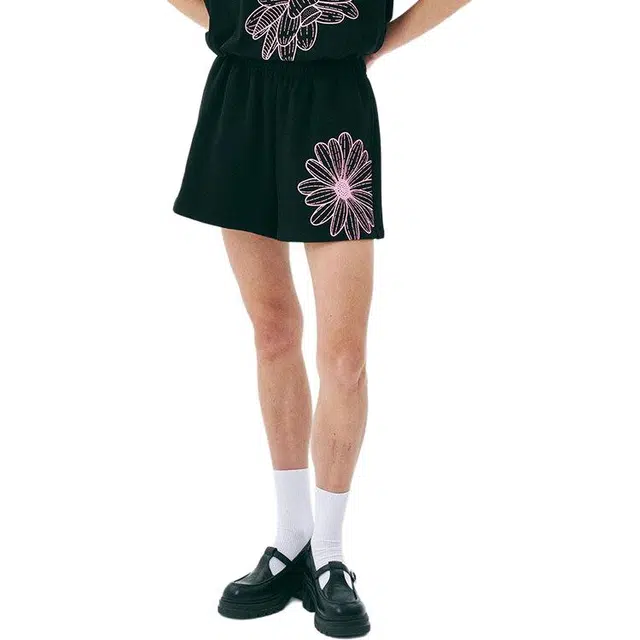 MARDI MERCREDI SS25 SWEAT SHORTS FLOWER_BLACK PINK
