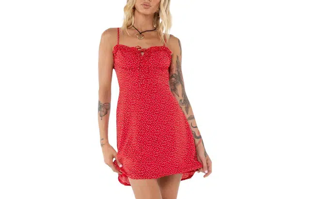 PRINCESS POLLY LOVE BIRDS MINI DRESS RED